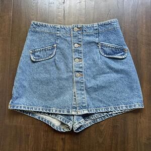 Vintage 90s High Waisted Lightwash Bongo Jean Short Skort 9 W27 Gene Montesano
